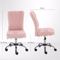 HOMCOM Armless Makeup Vanity Chair, 360 wivel Computer Chair, Pink