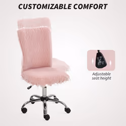 HOMCOM Armless Makeup Vanity Chair, 360 wivel Computer Chair, Pink - Additional view 5