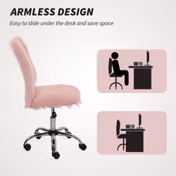 HOMCOM Armless Makeup Vanity Chair, 360 wivel Computer Chair, Pink - Additional view 7