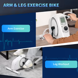 SPORTNOW Pedal Exerciser with Eight-Level Magnetic Resistance, White