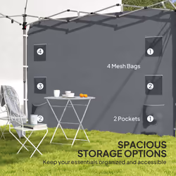 Outsunny Side Panel for 3x3 m Pop Up Gazebos, 1 Pack Sidewall Only, Grey