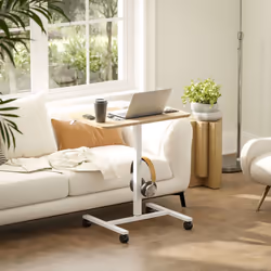 HOMCOM Standing Desk Mobile Overbed Table w/ Wheels for Home Office Natural