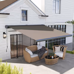Outsunny 4x3(m) Full Cassette Electric Awning, Aluminium Frame, Light Grey