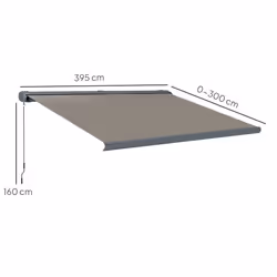 Outsunny 4x3(m) Full Cassette Electric Awning, Aluminium Frame, Light Grey