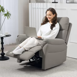 HOMCOM Recliner Armchair, Reclining Chair with Adjustable Leg Rest Grey