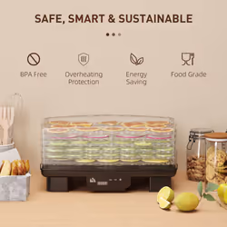 HOMCOM 6 Tray Food Dehydrator, Food Dryer Machine for Fruit Meat Vegetable - Additional view 8