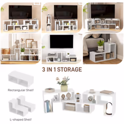 HOMCOM TV Unit for TVs up to 75 Inches, Free Combination TV Stand, White