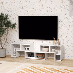 HOMCOM TV Unit for TVs up to 75 Inches, Free Combination TV Stand, White - Additional view 4