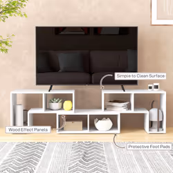 HOMCOM TV Unit for TVs up to 75 Inches, Free Combination TV Stand, White - Additional view 5
