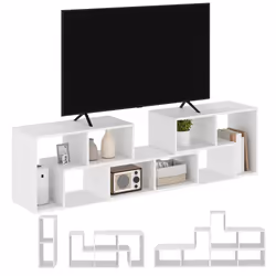 HOMCOM TV Unit for TVs up to 75 Inches, Free Combination TV Stand, White - Additional view 6