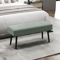 HOMCOM End of Bed Bench w/ Thick Padding and Steel Legs for Entryway, Green