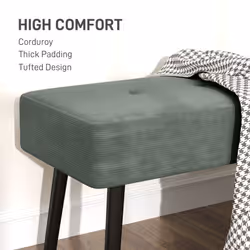 HOMCOM End of Bed Bench w/ Thick Padding and Steel Legs for Entryway, Green