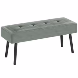 HOMCOM End of Bed Bench w/ Thick Padding and Steel Legs for Entryway, Green - Additional view 7