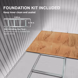 Outsunny 7 x 4ft Galvanised Steel Garden Shed with Foundation Kit, Grey