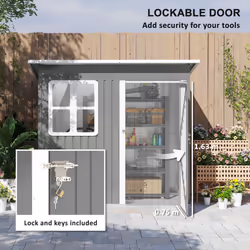 Outsunny 7 x 4ft Galvanised Steel Garden Shed with Foundation Kit, Grey - Additional view 5