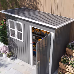 Outsunny 7 x 4ft Galvanised Steel Garden Shed with Foundation Kit, Grey - Additional view 6