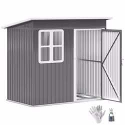Outsunny 7 x 4ft Galvanised Steel Garden Shed with Foundation Kit, Grey - Additional view 8
