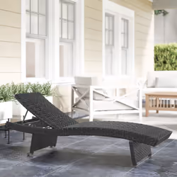 Outsunny PE Rattan Sun Lounger with 4-Level Adjustable Backrest, Black