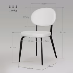 HOMCOM Set of 4 Sherpa Dining Chairs Boucle Kitchen Chairs with Back White