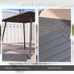 Outsunny Garden Dining Table for 6 Person with Slat Top, Steel Frame, Grey - Additional view 5