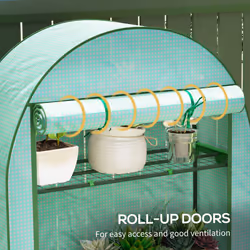 Outsunny 4 Tier Mini Greenhouse with Reinforced PE Cover, Green - Additional view 4