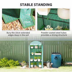 Outsunny 4 Tier Mini Greenhouse with Reinforced PE Cover, Green - Additional view 5