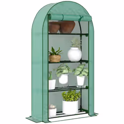 Outsunny 4 Tier Mini Greenhouse with Reinforced PE Cover, Green - Additional view 8