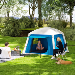 Outsunny Inflatable Camping Tent, Easy Setup 2 Man Tent - Blue