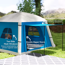 Outsunny Inflatable Camping Tent, Easy Setup 2 Man Tent - Blue