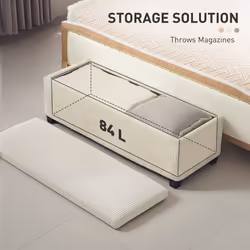 HOMCOM Storage Ottoman with Lid, 112cm Bench Chest Box - White - Additional view 6
