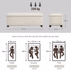 HOMCOM Storage Ottoman with Lid, 112cm Bench Chest Box - White - Additional view 8