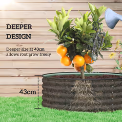 Outsunny Galvanised Planter with Gloves, 120 x 120 x 43cm, Light Green