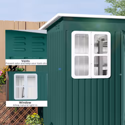 Outsunny 8.5 x 6ft Galvanised Steel Garden Shed with Foundation Kit, Green - Additional view 5