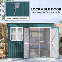 Outsunny 8.5 x 6ft Galvanised Steel Garden Shed with Foundation Kit, Green - Additional view 6