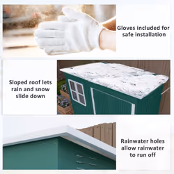 Outsunny 8.5 x 6ft Galvanised Steel Garden Shed with Foundation Kit, Green - Additional view 7