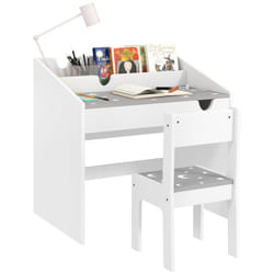 AIYAPLAY Children Study Table and Chair w/ Storage, Pull-out Drawer - Grey