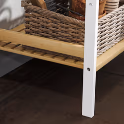 HOMCOM 4-Tier Bamboo Bathroom Shelf with Adjustable Rack, Natural, White - Additional view 7