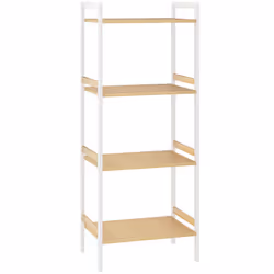 HOMCOM 4-Tier Bamboo Bathroom Shelf with Adjustable Rack, Natural, White - Additional view 8