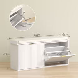 HOMCOM Shoe Storage Bench with Cushion and Flip-Drawer 104x26x47.5cm - White