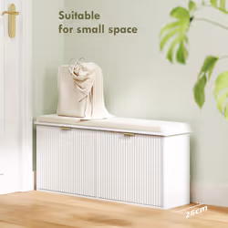 HOMCOM Shoe Storage Bench with Cushion and Flip-Drawer 104x26x47.5cm - White