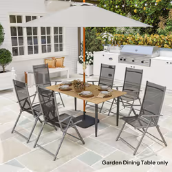 Outsunny 150 x 90cm Garden Dining Table with Parasol Hole, Table Only, Brown