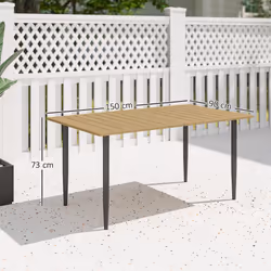 Outsunny 150 x 90cm Garden Dining Table with Parasol Hole, Table Only, Brown