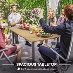 Outsunny 150 x 90cm Garden Dining Table with Parasol Hole, Table Only, Brown