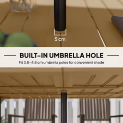 Outsunny 150 x 90cm Garden Dining Table with Parasol Hole, Table Only, Brown - Additional view 4