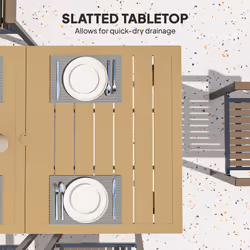 Outsunny 150 x 90cm Garden Dining Table with Parasol Hole, Table Only, Brown - Additional view 5