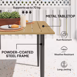 Outsunny 150 x 90cm Garden Dining Table with Parasol Hole, Table Only, Brown - Additional view 6