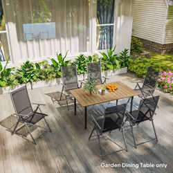 Outsunny 150 x 90cm Garden Dining Table with Parasol Hole, Table Only, Brown - Additional view 8