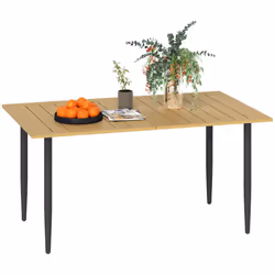 Outsunny 150 x 90cm Garden Dining Table with Parasol Hole, Table Only, Brown - Additional view 9