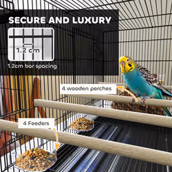 PawHut Bird Cage with Divider, 4 Wooden Perches, Slide Out Tray, Black - Additional view 4