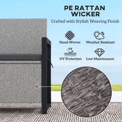 Outsunny Rattan Garden Bench with Storage, Inner Bag, 151.5L Outdoor Bench - Additional view 5